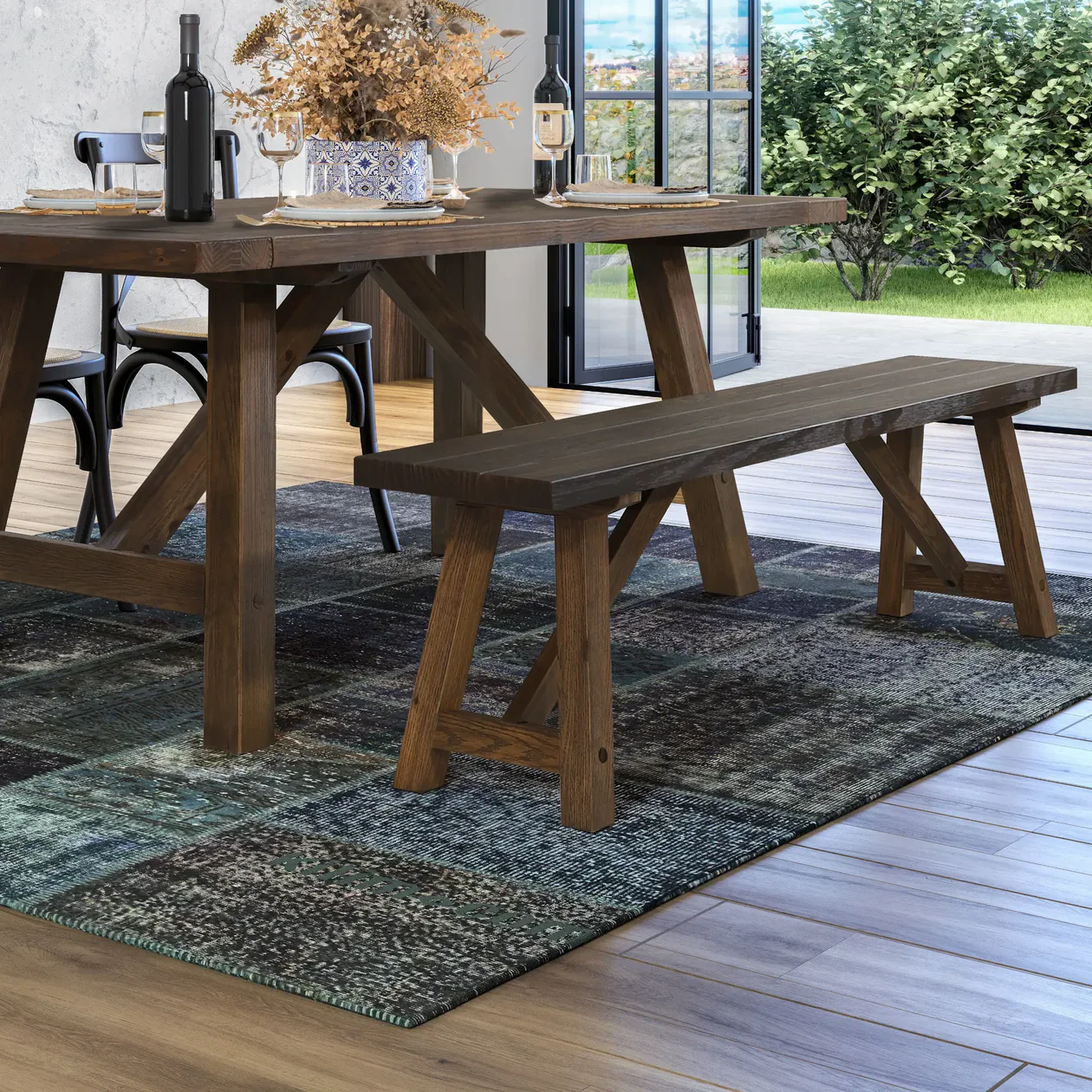 Cascais 72" Table & Bench Dining Set (3-piece) - Image 20